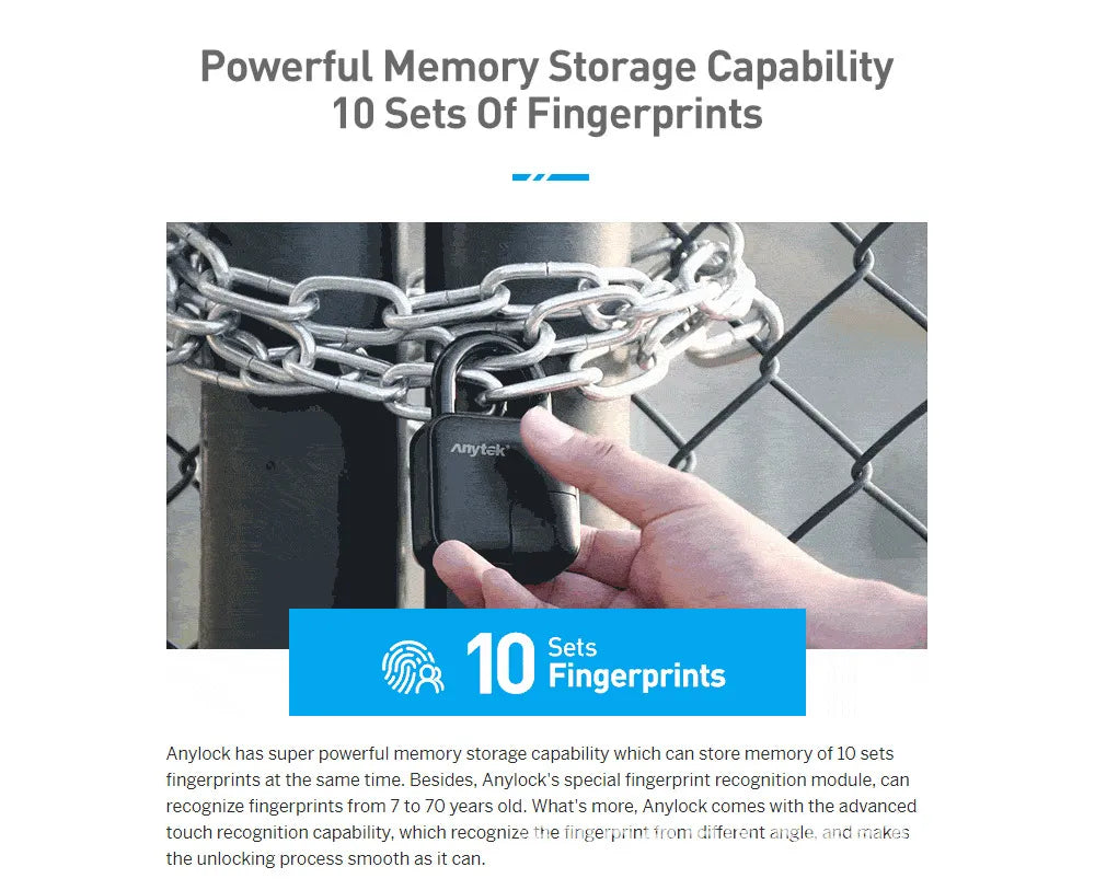 Biometric Fingerprint Waterproof Padlock