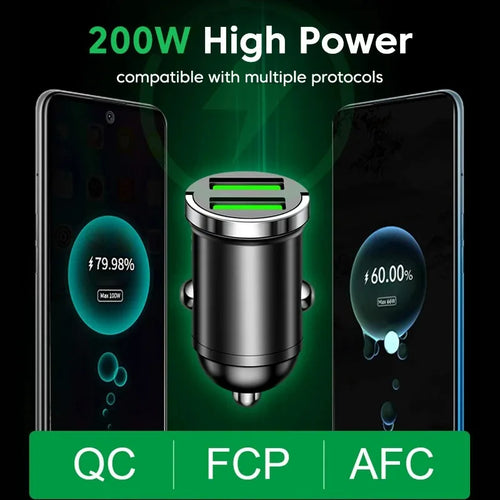 200W USB Car Fast Charger PD USB Quick Charger 3.0 USB Type C Fast