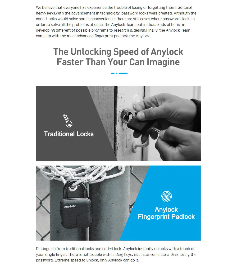 Biometric Fingerprint Waterproof Padlock